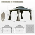 thumbnail image 3 of Domi Outdoor Living 12’x12’ Hardtop Gazebo, Aluminum Frame Canopy with Galvanized Steel Double Roof, Permanent Outdoor Metal Pavilion with Curtains & Netting for Patio, Backyard & Lawn,Gray, 3 of 9