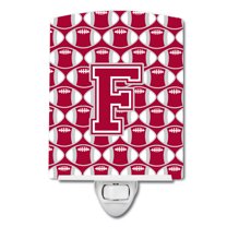 Letter F Football Crimson, grey and white Ceramic Night Light
