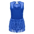thumbnail image 4 of Alvivi Girls Sequin Tassel Dance Dress Latin Ballet Tango Rumba Dancewear Skirted Leotard Blue 8, 4 of 7