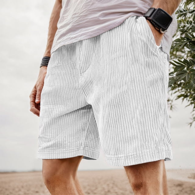 Retro Corduroy Casual Shorts with Embroidered Logo and Adjustable Drawstring for Everyday Comfort and Modern Style