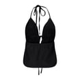 thumbnail image 4 of Spring Tops for Women Women's Summer Fashion Casual Solid Color Lace Up Jacquard Drawstring Back Suspenders Top Fuzzy Dark Top Women Camisole Shirts plus Camisole High Cut Compression Shir Black M, 4 of 6