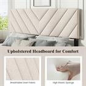 Kepooman Headboard, Linen Upholstered Headboard for Full and Queen Size Bed Frames-Beige