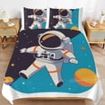 thumbnail image 6 of 3 Pcs Soft Bedding Set, Includes 1 Duvet Cover with Zipper And 2 Pillow,Shams Cartoon Space Astronaut Full(79"×90"), 6 of 8