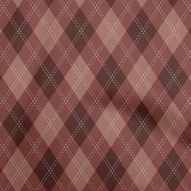 oneOone Cotton Poplin Twill Brown Fabric Check Sewing Craft Projects Fabric Prints By Yard 56 Inch Wide