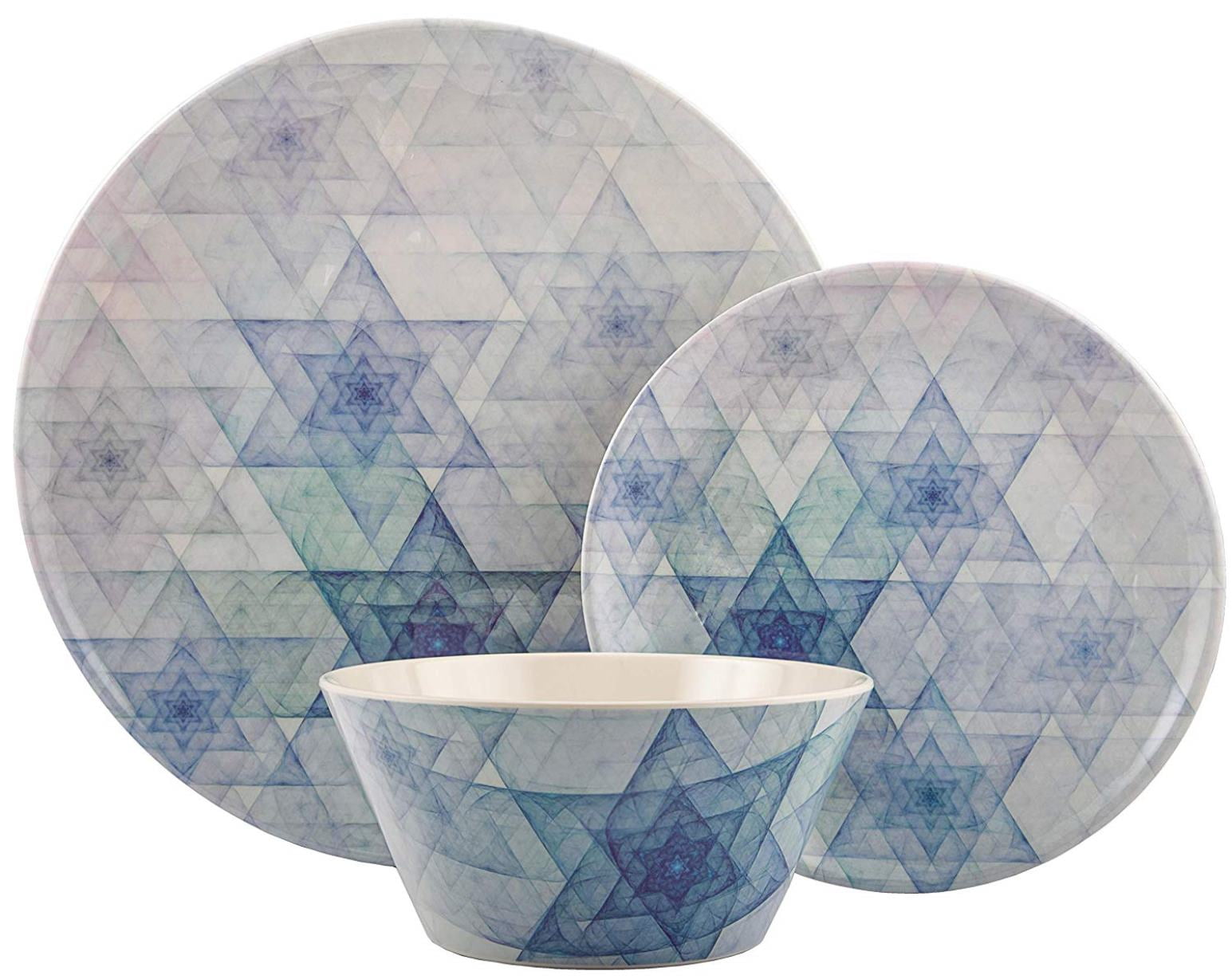 Melange 608410091849 18Piece 100 Dinnerware Set for 6 Hanukkah Stars