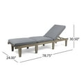 thumbnail image 6 of Outdoor Sofa, ARIANA KD WOOD CHAISE LOUNGE W/ CUSHION, Grey Patio Furniture,Wood+Fabric Outdoor Sectional, Garden & Outdoor & Patio Furniture Patio Seating, 6 of 17
