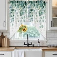 thumbnail image 4 of Eucalyptus Leaves Kitchen Window Curtains, Swag Curtains Valance for Bedroom Living Room Bathroom, Green Botanical Summer Spring Leaves Rod Pocket Window Curtain Block Drapes 2 Panels 36"x45", 4 of 9