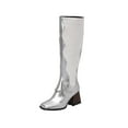 thumbnail image 2 of Bnwani Womens Boots Fall Winter Toe Square High-Heel Thick High Velvet 0 Boot Silver Size 7.5, 2 of 3