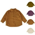 thumbnail image 5 of TIREOW Girls and Boys Corduroy Shirts Jackets Collared Button Front Solid Color Shirts Spring Autumn Casual Shirts Coat, 5 of 5