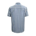 thumbnail image 4 of XXLvision Men Button Down Lapel Neck Short Sleeve Striped Casual Shirt, 4 of 5