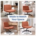 thumbnail image 5 of CELTOSS Criss Cross Legged Home Office Chair, Fabric Armless Swivel Task Computer Chair with Wheels, Wide Seat, Vanity Chair, Comfy Chair, Brown, 5 of 15