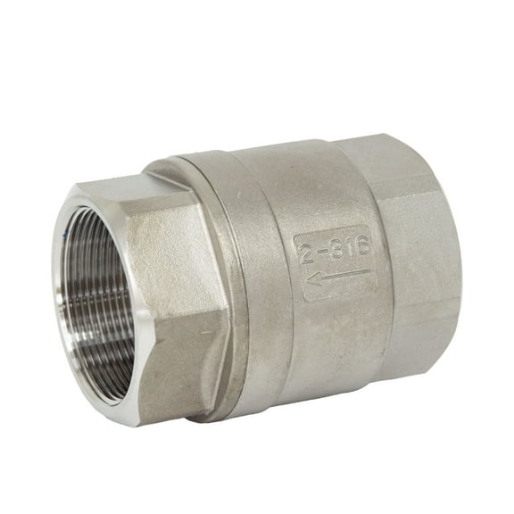 2" Stainless Steel Inline Spring 2PC Check Valve 600 PSI, NPT Threaded