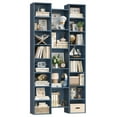 thumbnail image 4 of Homfa 2 Pieces Blue Bookshelves, 71’’ Tall Three Row Bookshelf with Adjustable Shelves, 21-Cubes CD Display Storage Organizer Shelf for Living Room Home Office, 4 of 7