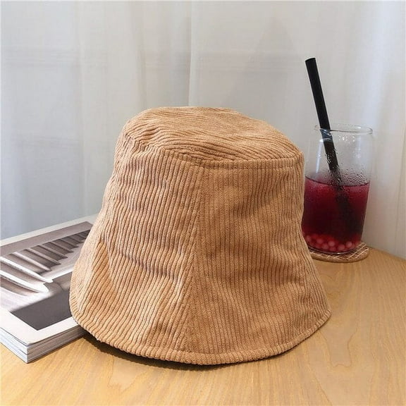 COCOpeaunt Fashion Autumn Winter Corduroy Retro Bucket Hat for Women Plain Panama Outdoor Hiking Beach Fishing Cap Sunscreen Female Sunhat