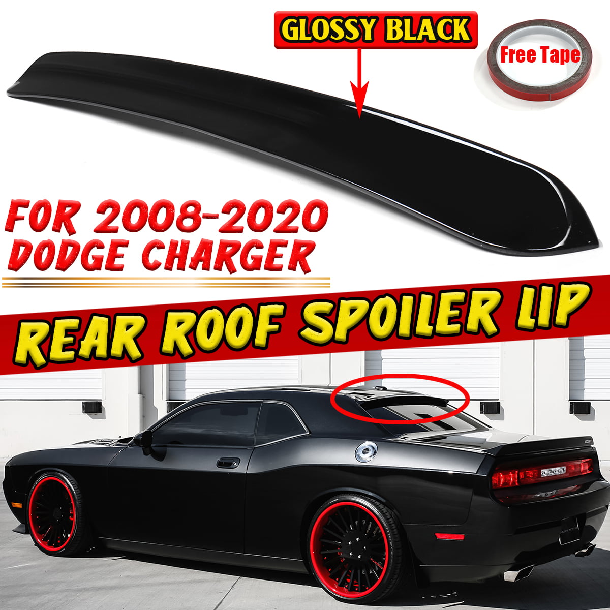 For DODGE Charger 2008-2020 Carbon Fiber Look Rear Roof Spoiler Lip New -  