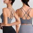 thumbnail image 2 of Wdgfv Women's Sports Bra-Scoop Neck Spaghetti Strap Molded Cup Double Sports Bra Low Support Yoga Workout Bra Grey XXL, 2 of 6