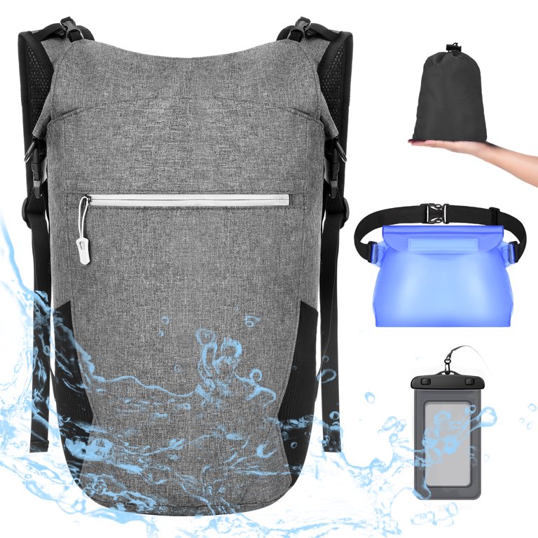 20L Waterproof Dry Bags Set of 4, Adjustable Shoulder Strap Floating Dry  Backpack, Compression Sack with Cellphone Phone Waist Bag for Kayaking,