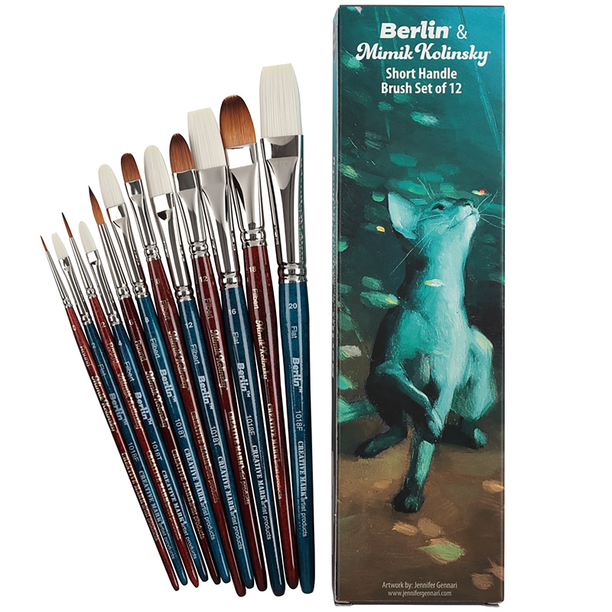 Creative Mark Mimik Paint Brush Professional Artist Synthetic Hog Bristle Long Handled Brush Extra Long Filbert Size 9