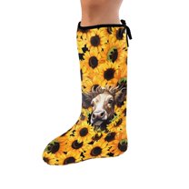 COEQINE Highland Cow 2 PCS Leg Cast Cover Sunflower Below The Knee Leg Cast Sleeve Short Foot Cast Cover Elastic Cast Socks Cover Outdoor Protection Leg Cover After Surgery Gifts Small