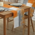 thumbnail image 2 of Table Runner Dresser Scarves 90 Inch Long, Modern Abstract Geometric Art Linen Dining Table Runners Orange Gray White Color Block Tabletop Scarf for Wedding Holiday Party Kitchen, 2 of 7