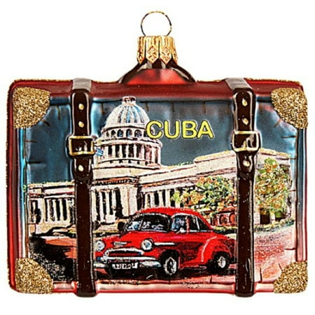 Cuba Christmas Decorations Cuba Travel Suitcase Polish Glass Christmas Tree Ornament Havana Decoration ()