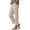 Khaki -BV22, variant on Dwellite Womens Linen Pant Elastic Waist Straight Leg Petite Beach Pant Summer Lightweight Casual Lounge Trousers Black S
