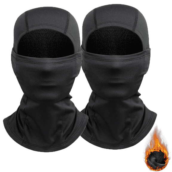 2 Pcs Balaclava Ski Mask, Face Mask for Man Woman with Fleece Lining for Winter Cold Weather Skiing, Snowboarding, Cycling, Motorcycle, UV Protection with Neck Gaiter, Black