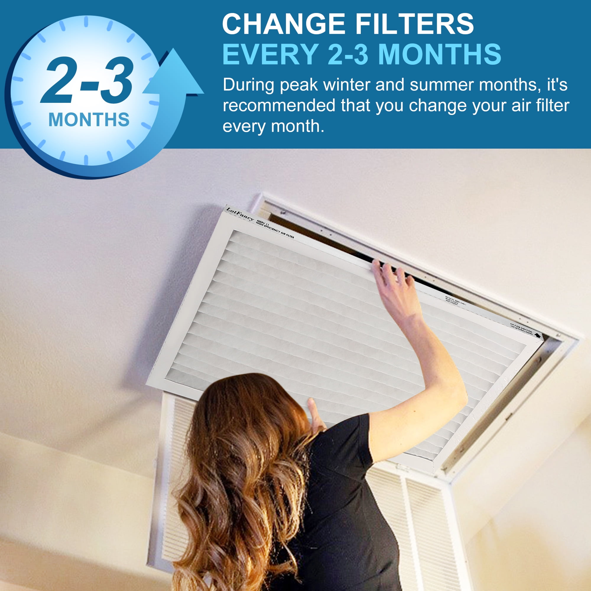 LotFancy 20x25x1 Air Filters, MERV 13 Pleated HVAC AC Furnace Air Filters, 4 Pack