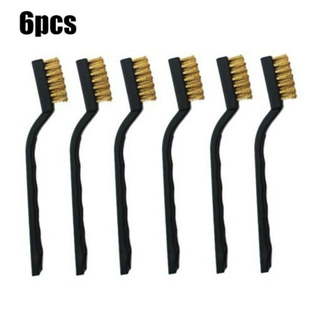 

6 Pieces Brass Wire Brush Set for Cleaning Welding Slag and Rust