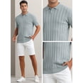 thumbnail image 4 of DARING DIVA Men's Short Sleeve Button Regular Fit Knit Texture Polo Shirt L Gray, 4 of 5