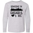 thumbnail image 3 of Inktastic Chicago Illinois Someone Loves Me Skyline Long Sleeve Youth T-Shirt, 3 of 5