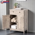 thumbnail image 2 of Hassch Rustic Bathroom Cabinet in Gray Wash, Compact Floor Storage Organizer with 1 Drawer & 2 Doors, Moisture-Resistant Wood Cupboard for Towels, Cleaning Supplies & Essentials, 2 of 6