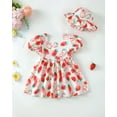 thumbnail image 2 of Baby Girls Clothes Toddler Girls Strawberry Dress 12 Months Girls Summer Dress 18 Months Girls Sundress Short Sleeve Dress with Cute Hat Red, 2 of 9