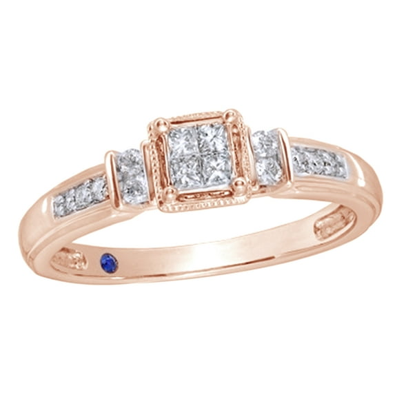 White Natural Diamond Promise Ring in 10k Rose Gold (0.25 Cttw)