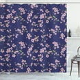 thumbnail image 1 of Ambesonne Navy and Blush Shower Curtain, Sakura Blossom, 69"Wx84"L, Purple Rose Fern Green, 1 of 3