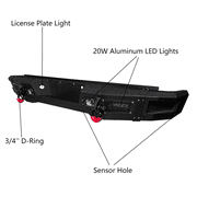 Vijay Rear Bumper for 2009-2010-2011-2012-2013-2014 Ford F150 Steel Black with Spotlights and D-Rings