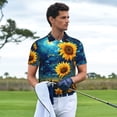 thumbnail image 3 of Fotbe Vintage Starry Sky Sunflower Pattern Men’s Golf Polo Shirt – Breathable Performance Golf Shirt with Button-Down Collar-XX-Large, 3 of 6