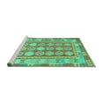 thumbnail image 2 of Ahgly Company Machine Washable Indoor Square Oriental Turquoise Blue Traditional Area Rugs, 7' Square, 2 of 4