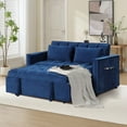 thumbnail image 4 of Bonzy Home Pullout Bed Convertible Sofa Bed Versatile Velvet Sofa,55 Inch Couch Adjustable Backrest, Blue, 4 of 8