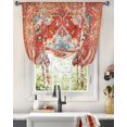 thumbnail image 3 of Orangered Southwest Tie Up Curtains for Kitchen Bathroom Bedroom Windows 63 Inch Length, Boho Vintage Modern Ethnic Art Balloon Drape Curtains Shade Rod Pocket Drapery Curtain Panel, 46"x63", 3 of 7