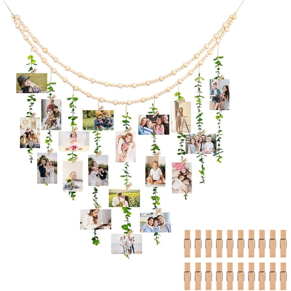 GYTY Artificial Eucalyptus Wall Decor, Hanging Eucalyptus Photo Display with 20 Clips, Farmhouse Decor Boho Wall Decor for Bathroom, Bedroom, Kitchen, Dining Room, Livingroom Decorations