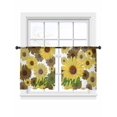 thumbnail image 7 of Spring Flowers Sheer Curtains 45 Inch Length 2 Panels Set, Farmhouse Botanical Brown Yellow Daisy Voile Window Treatment Rod Pocket Small Kitchen Curtains Drapes for Bedroom 52"x45"x2, 7 of 7