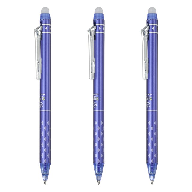 Uxcell 3Pcs Bolígrafos de Gel Borrables, Bolígrafo Retráctil de Punta Fina de 0.5mm para Marcado Borrable por Calor, Marcadores Suaves para Tejer, Dibujar, Escribir, Planificador, Azul