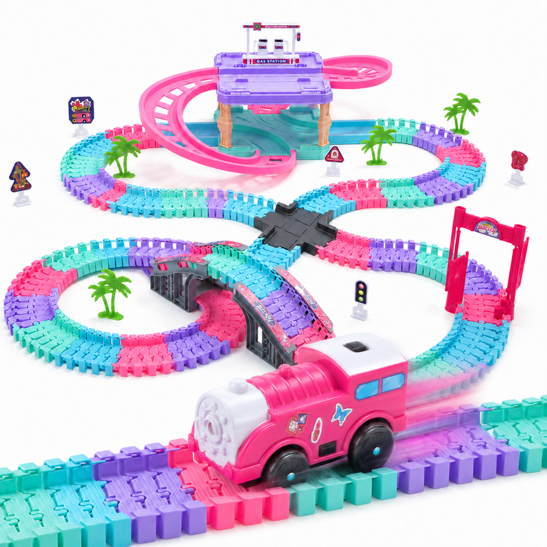 JoyStone 228-Piece DIY Race Track with Electric Locomotive photo 1