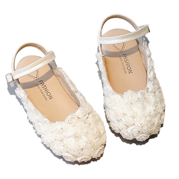 FLMEI Girls Sandals for Kids Toddler Flower Wrap Toe Princess Shoes Performances Single Shoes Summer Flats Dress Shoes
