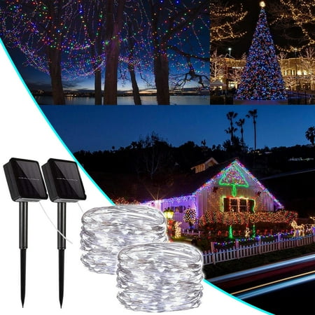

Christmas Clearance! SuoKom 12M120Led Solar Lights Outdoor Garden 8 Modes Waterproof Solar String Lights2Pcs