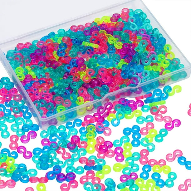 500 Pieces S Clips Rubber Band Clips Plastic Connectors Refills Kit Clip  for Loom Bracelets (Colorful) 