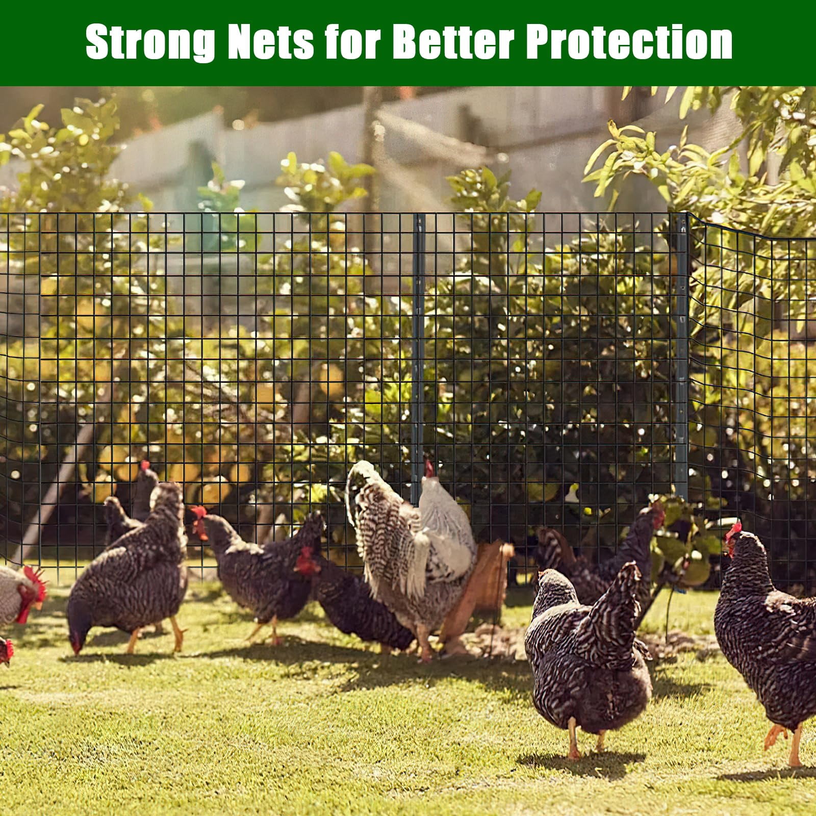 Hardware Cloth, Vinyl Coating Galvanized Steel Chicken Wire Fence Wire Mesh Fence Poultry Netting Garden Fence Tree Guard Rolls for Yard Vegetable Plant Protection