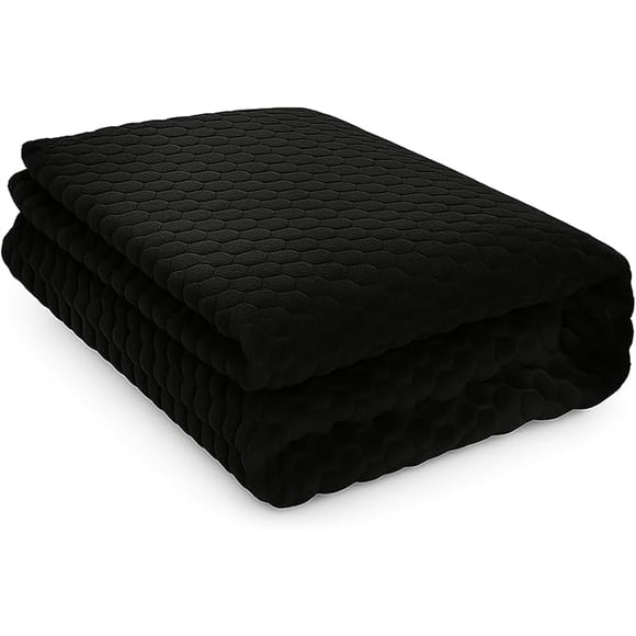 Cobija King Size Bluelander, Diseño de Cuadros, Franela 100% Poliéster Ultrasuave, Negro