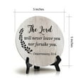 thumbnail image 4 of Round The Lord Will Never Leave You Nor Forsake You. Deuteronomy 31:6 Wood Color Circle Table Sign (5x5"), 4 of 4